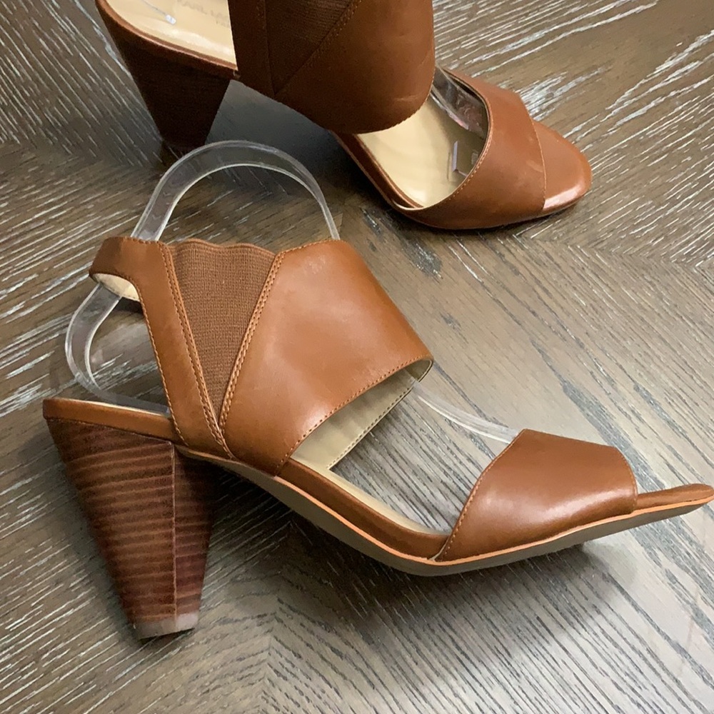 Karl Lagerfeld Paris Floquet brown strappy leather sandal heels Size 9.5M - Picture 5 of 17